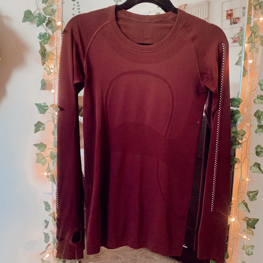 red long sleeve swiftly tech lululemon shirt